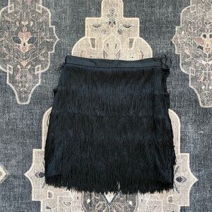 Meshki Black Fringe Mini Skirt